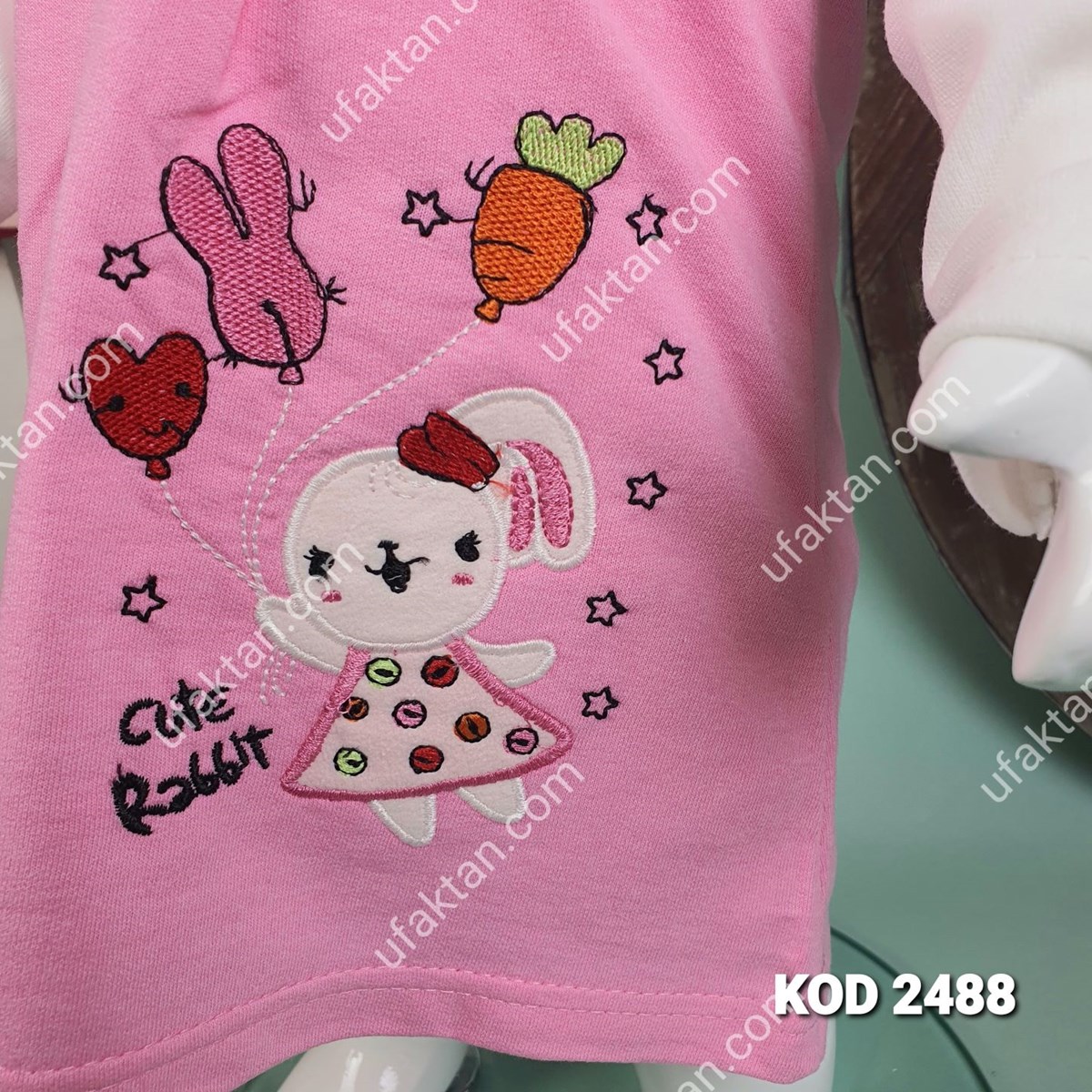 kız bebek tavşan baskılı jile elbise 1-2-3 yaş