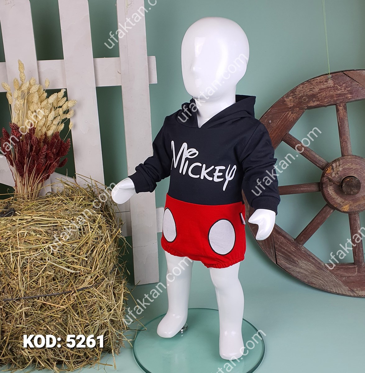 Bebek Badisi Mickey Mouse Baskılı 0.3 3.6 6.9 9.12 Ay